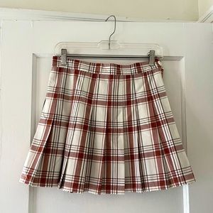 Aerie orange plaid pleated skirt